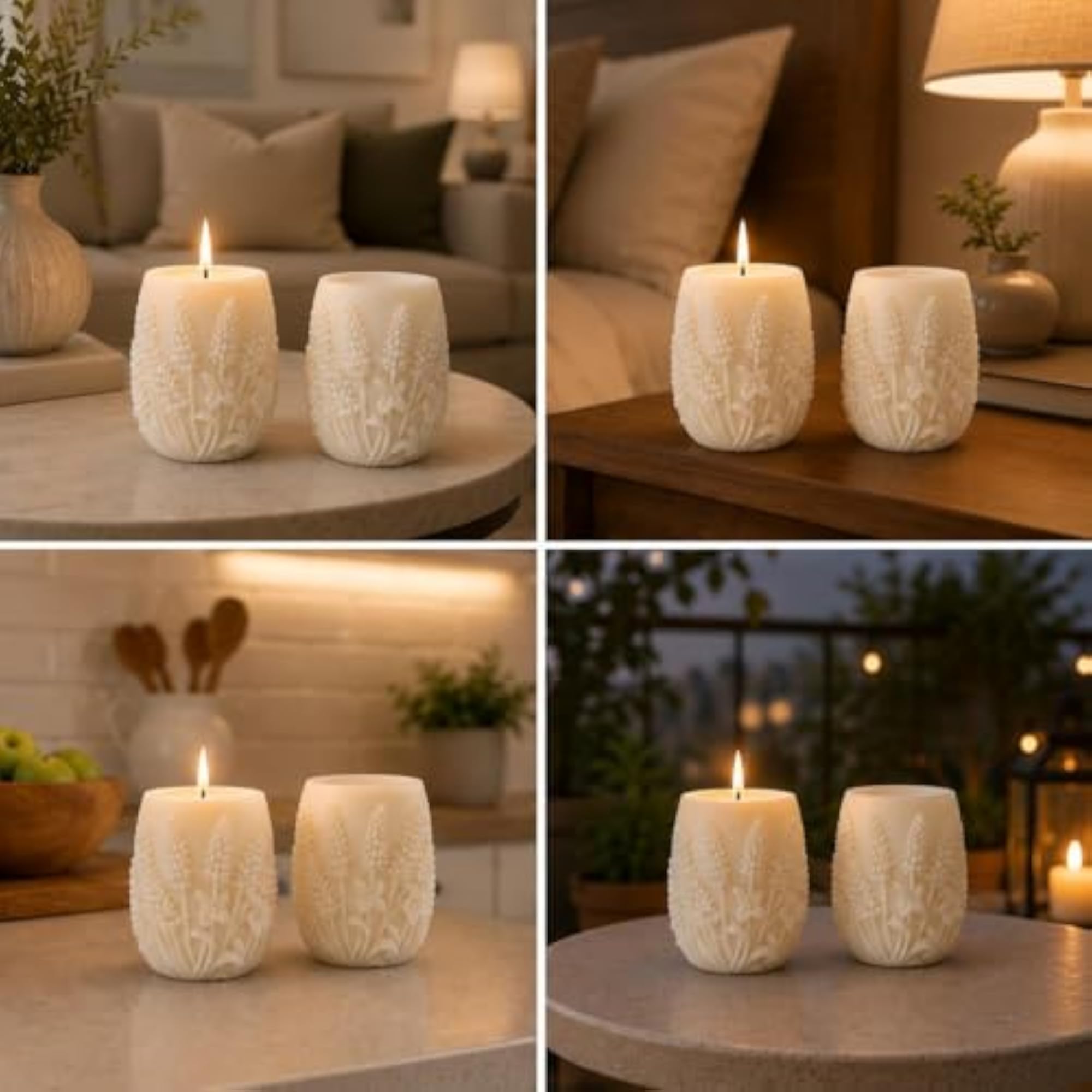Premium Handmade Floral Scroll Candle, Ivory Decorative Aroma Candle